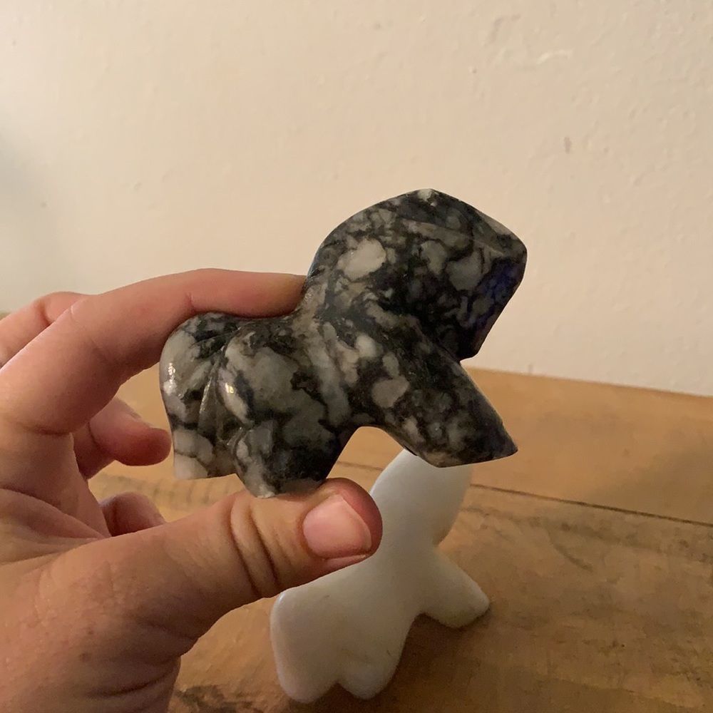 Hand Carved Marble Horse Figurine Sculptures (2) - Picture 6 of 7